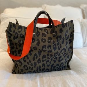 Clare V Animal Print Suede Tote